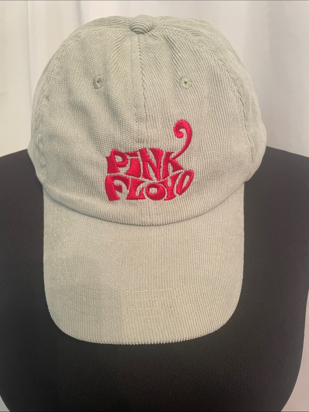 Pink Floyd Adult Pale Green Corduroy Baseball Cap with Red Logo standard size